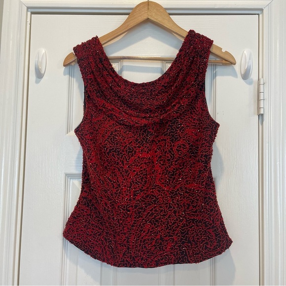 Vtg Andretti Donatello Fully Beaded Silk Blouse Women’s L Black Red Whimsigoth - Picture 1 of 10